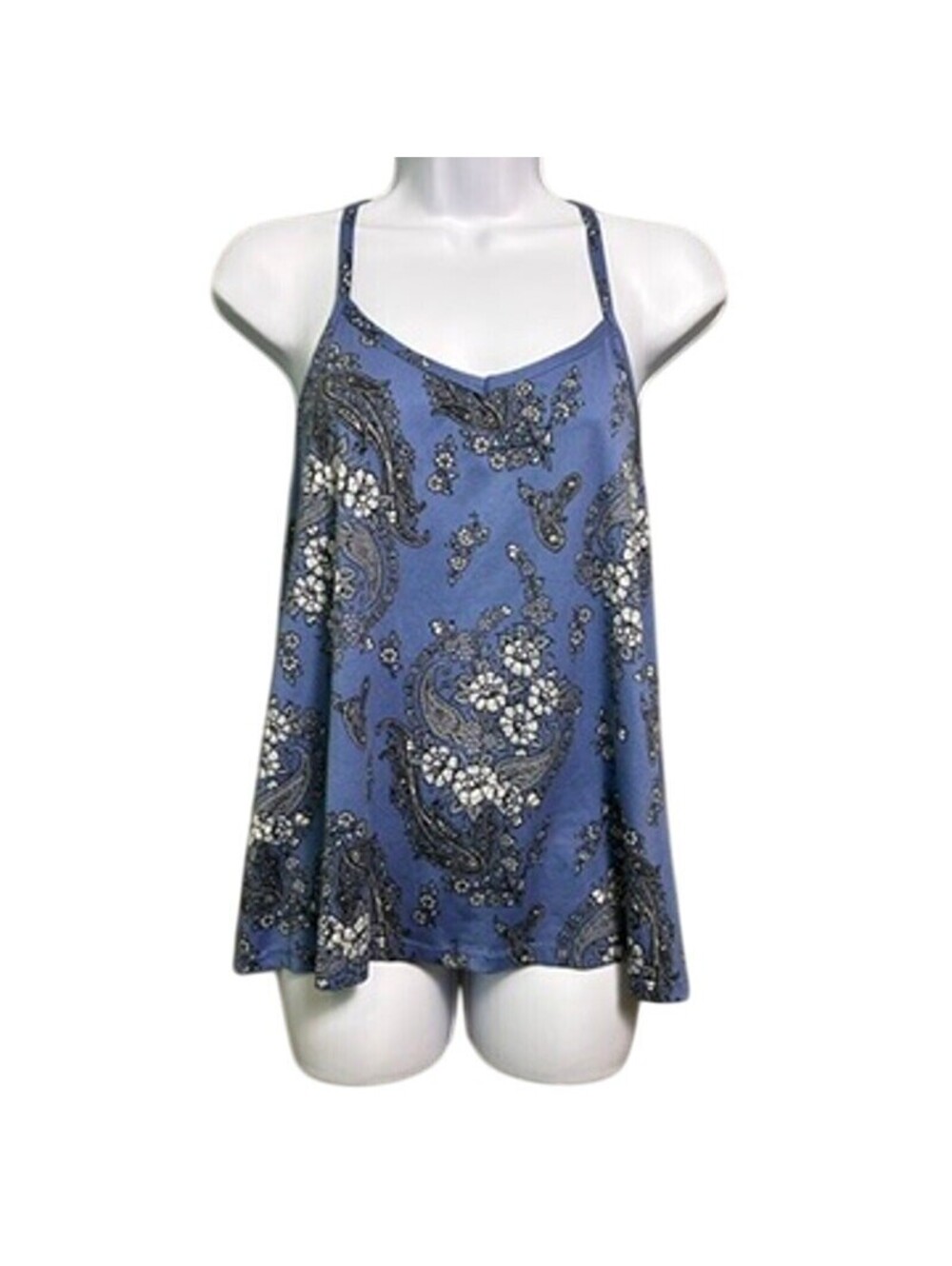 Eyecandy Floral Tank Womens Large Blue Racerback Dainty Bloomcore Feminine Flowy